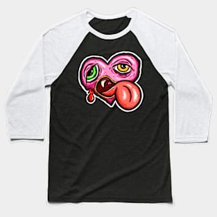 Zombie Heart Bug Tongue Pink Baseball T-Shirt